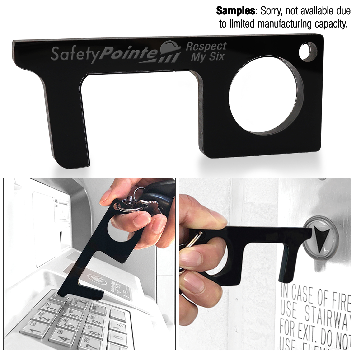 Touchless Acrylic Sanitary Key - Black